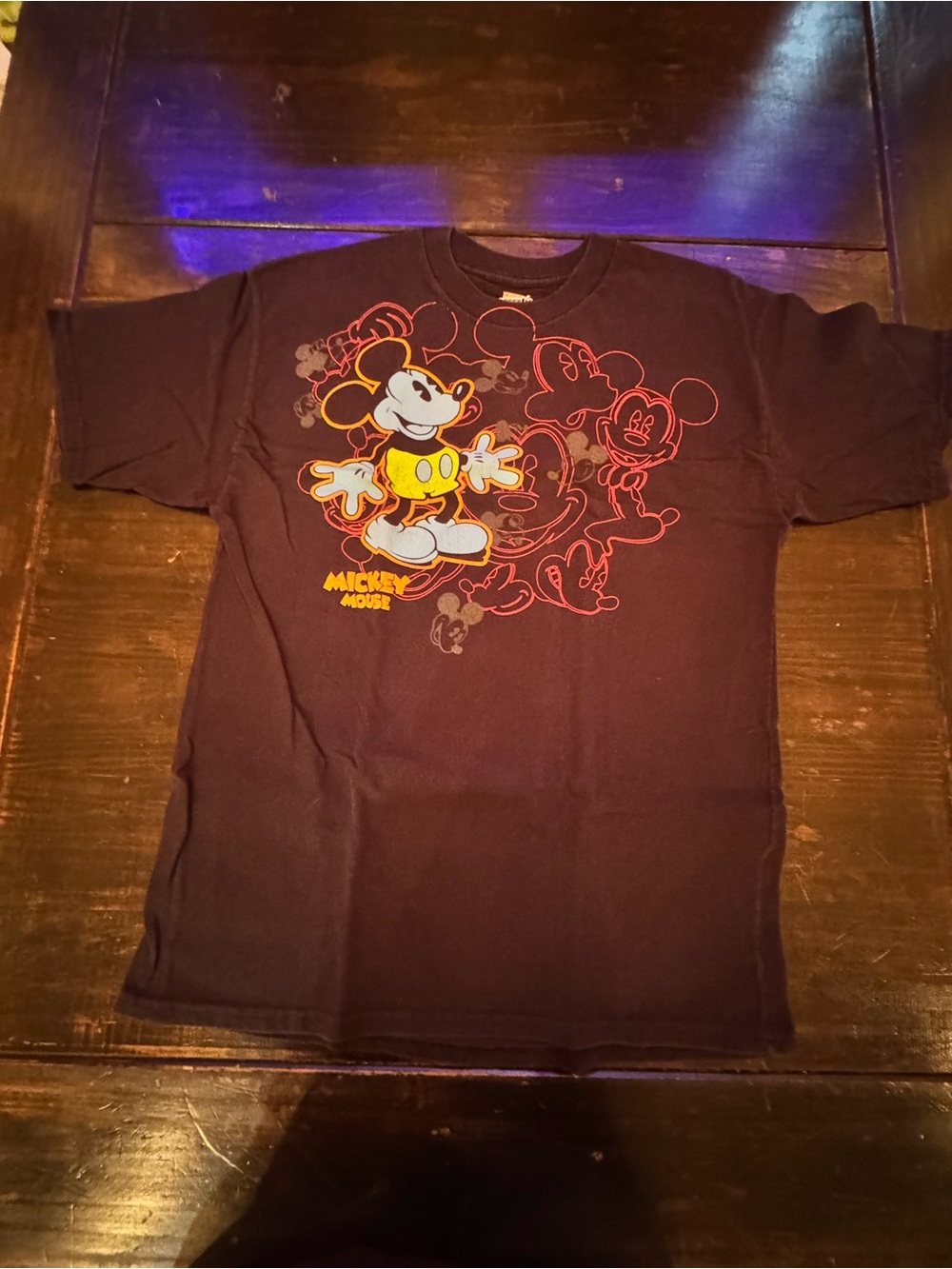 Disney Mickey Mouse Graphic Tee Hanes Beefy-T Youth XL 18-20 Retro Style Black
